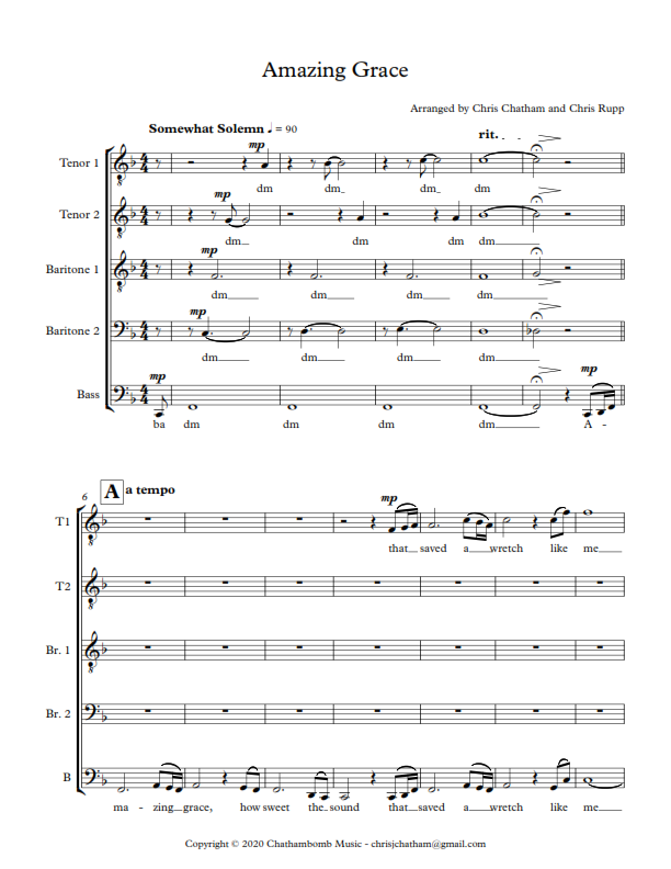 Amazing Grace A Cappella Sheet Music